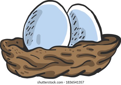 Eggs in basket, illustration, vector on white background
