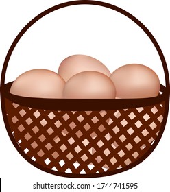 Eggs in the basket,Brown basket,Many eggs