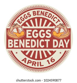 Eggs Benedict Day, April 16, Rubber Stamp, Vector Illustration