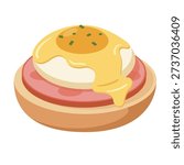 Eggs Benedict flat vector illustration clipart isolated on white background