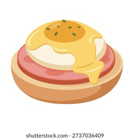 Eggs Benedict flat vector illustration clipart isolated on white background