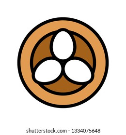 Eggs in bird nest vector, Easter filled style icon editable stroke