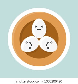 Eggs in bird nest vector, Easter and spring flat sticker icon