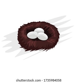 Eggs in bird nest for your design. Cartoon style vector illustration.