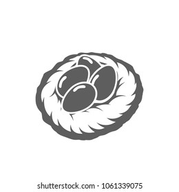 Eggs of the birds lie in the nest. Vector icon illustration