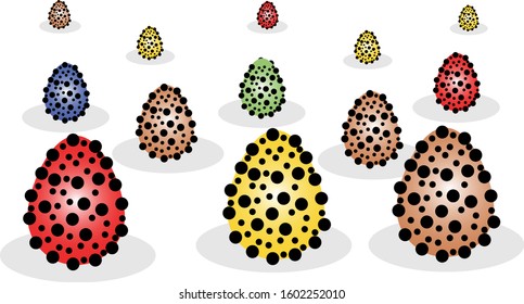 Eggs with black spots. white background