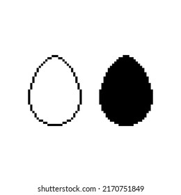 Eggs black and white vector icon., stroke and fill  Pixel art. 8 bit logo for game. eps10