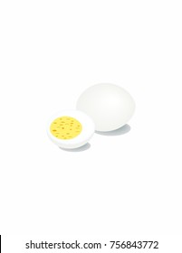 Eggs boiled on a white background