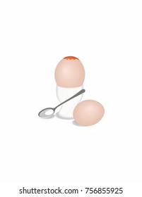 Eggs boiled on a white background