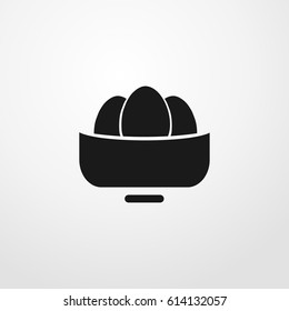 eggs in bowl icon. vector sign symbol on light background