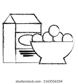 eggs bowl with milk box