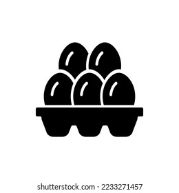 eggs box icon or eggs box icon isolated on white background. egg box icon. Suitable for egg icons on application and website menus. Simple eggbox icon on white background.