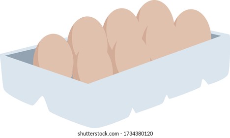 Ovos na caixa, ilustração, vetor no fundo branco
