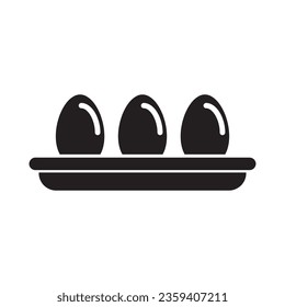 Eggs In Box Icono relleno del paquete, símbolo del contenedor de huevos, logotipo, imagen de estilo de moda plana sobre fondo blanco.