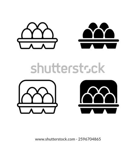 Eggs In Box package icon set color editable