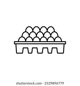 Icono de contorno del paquete de huevos en caja. Ilustración de estilo de moda simple del envase del huevo para el Web y el App..eps