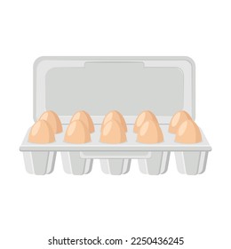 Huevos en la ilustración del vector de caja. Huevos de pollo frescos en recipientes abiertos aislados de fondo blanco. Agricultura, agricultura, concepto de alimentación