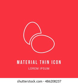 Eggs Bright red material designed line thin flat icon / logo