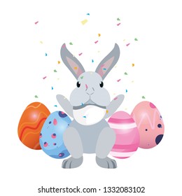 eggs and bunny. Happy Easter.