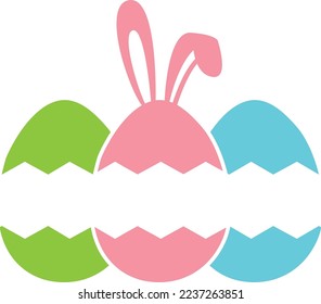 Eggs Bunny Split, Spring, Easter, Tulips Flower, Happy Easter Vector Illustration Files