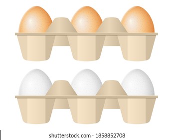 Eggs in carton box on a white background.