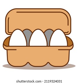 Eggs in carton box vector cartoon set isolated on a white background.
