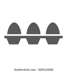 Eggs in carton package glyph icon, farming and agriculture, protein sign vector graphics, a solid pattern on a white background, eps 10.