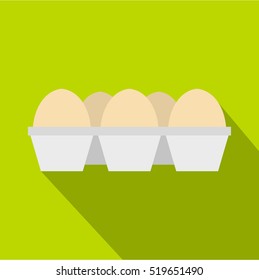 Eggs in carton package icon. Flat illustration of eggs in carton package vector icon for web design