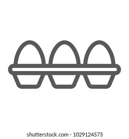 Eggs in carton package line icon, farming and agriculture, protein sign vector graphics, a linear pattern on a white background, eps 10.
