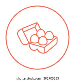 Eggs in carton package line icon.