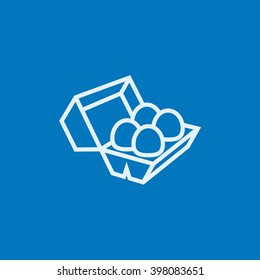 Eggs in carton package line icon.