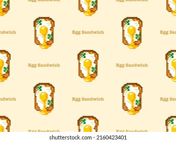 Eggs cartoon character seamless pattern on yellow background. Pixel style
