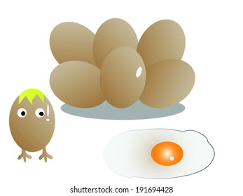 eggs and eggs cartoon VECTOR isolated on white background