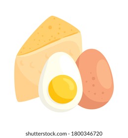 eggs with cheese in white background vector illustration design