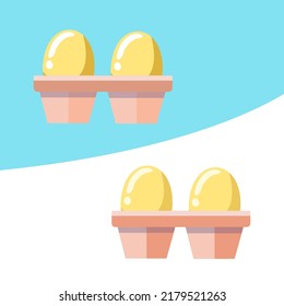 Eggs in container in flat style. Food product for cooking in kitchen. Vector illustration. Icon for design.