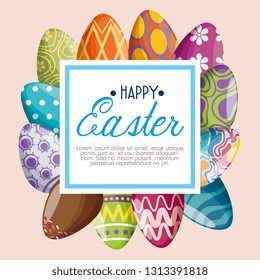 eggs decoration with emblem message to easter event