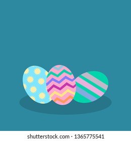eggs with different decorative design with copy space 
