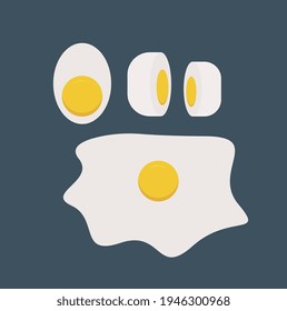 Eggs in different shapes, illustration, vector on white background.