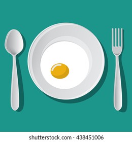 Eggs in a dish and spoon,fork vector illustration