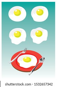 eggs, dishes and spoons, vector iluustration