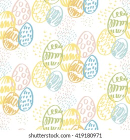eggs doodle hand drawn seamless pattern. creative fabric repairable print in pale tender colors