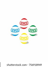 Eggs dyed on white background