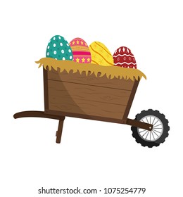 eggs easter decoration inside handcart transport