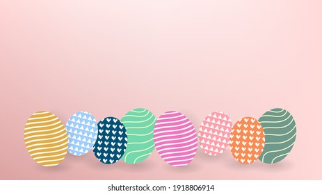 Eggs in Easter holiday on Pink background with copy space ,Vector Illustration EPS 10