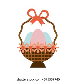 eggs easter inside basket icon, vector illustration design
