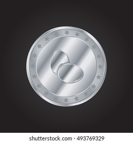 Eggs embossed realistic silver / platinum coin precious Icon / Logo Design