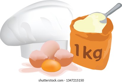 eggs and flour ready for mixing