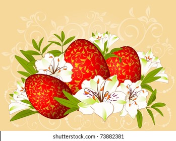 Eggs with flowers. Easter Vector card