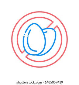 Eggs free line color icon. Allergenic ingredient. Food intolerance. Sign for web page, mobile app, button, logo. Vector isolated button. Editable stroke.