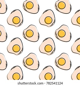 eggs fried breakfast food seamless pattern